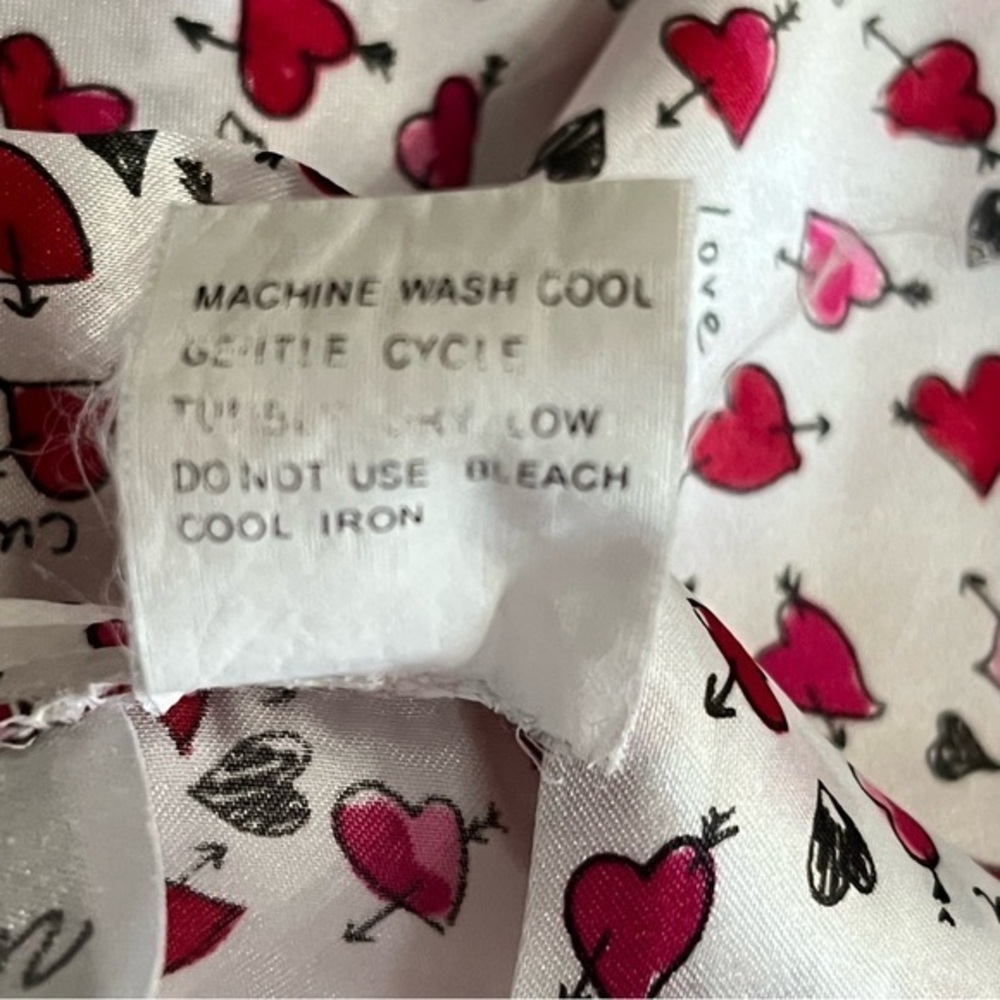 Vintage Kathryn Short Robe‎ Women M Satin Cupid Hearts Love Red White Valentines - Picture 12 of 13